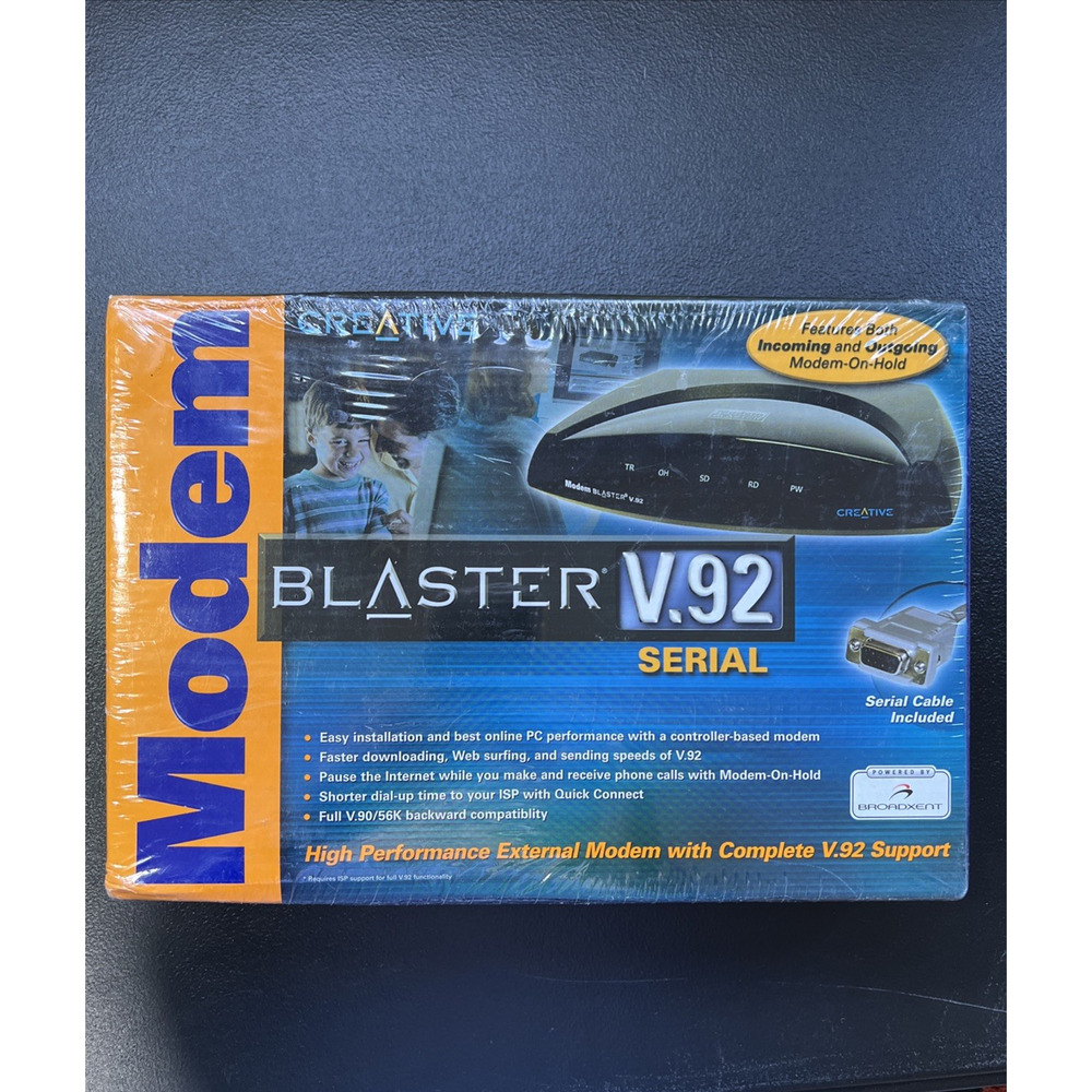 Creative Modem Blaster V.92 Serial External 56K Dial-Up Modem Retro PC NEW
